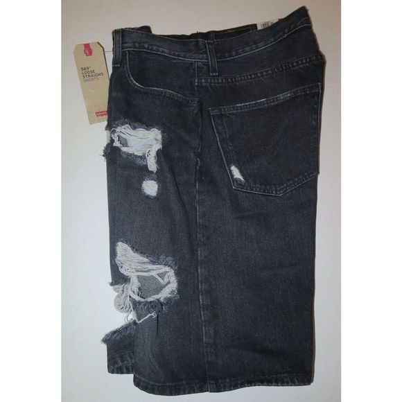 Levi's 569 Men's Sz 32 Black Loose Straight Denim Shorts - Picture 4 of 5